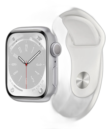 [PR10040APP0037] APPLE WATCH SERIES 8 GPS 41MM SILVER ALUMINIUM CASE S/M WHITE SPORT BAND MP6L3LL/A