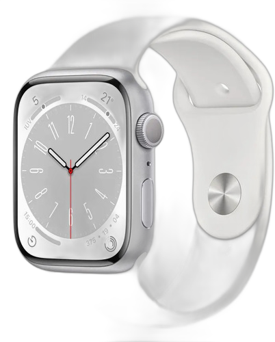 [PR10040APP0043] APPLE WATCH SERIES 8 GPS 45MM SILVER ALUMINIUM CASE M/L WHITE SPORT BAND MP6Q3LL/A