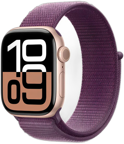 [PR10040APP0052] APPLE WATCH SERIES 10 (GPS) 42MM ROSE GOLD WITH PLUM SPORT LOOP