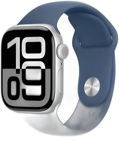 [PR10040APP0059] APPLE WATCH SERIE 10 42MM CASE SILVER AL DEMIM SPORT BAND M/L GPS MWWC3LW/A
