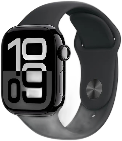 APPLE WATCH SERIES 10 GPS 42MM JET BLACK ALUMINUM CASE WITH BLACK SPORT BAND - M/L MWWF3LW/A