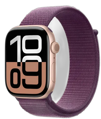 [PR10040APP0077] APPLE WATCH SERIES 10 (GPS) 46MM ALUMINUM CASE WITH PLUM SPORT LOOP - ROSE GOLD MODELO MWWV3LW/A