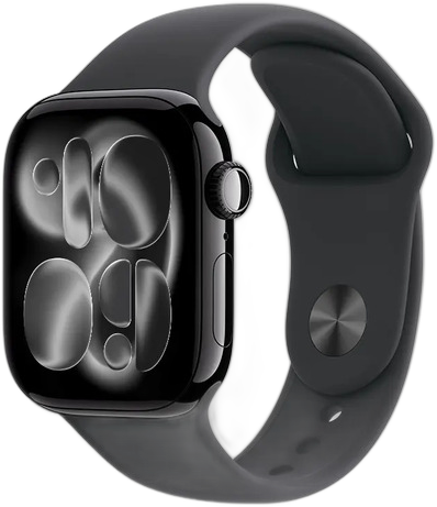 APPLE WATCH SERIES 11 (GPS) 42MM  JET BLACK ALUMINUM CASE BLACK SPORT BAND S/M MEQT4LW/A