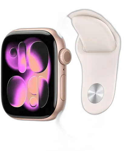 APPLE WATCH SERIES 11 (GPS) 42MM ROSE GOLD ALUMINUM CASE LIGHT BLUSH SPORT BAND S/M