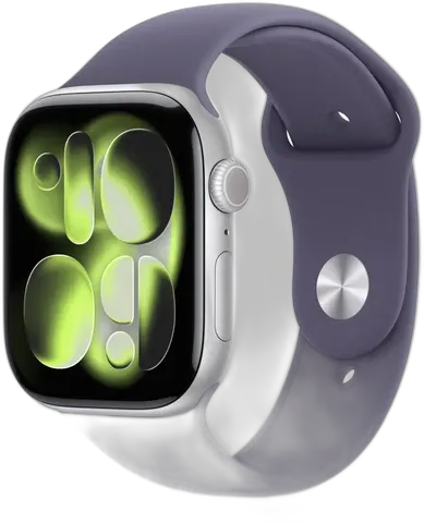 APPLE WATCH SERIES 11 (GPS) 46MM SILVER ALUMINIUM CASE PURPLE FOG SPORT BAND M/L